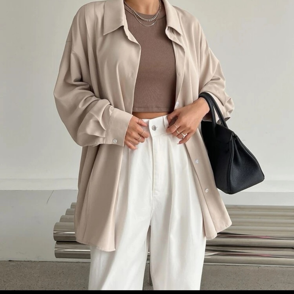 High LOW Hem Drop Shoulder Shirt SHEIN